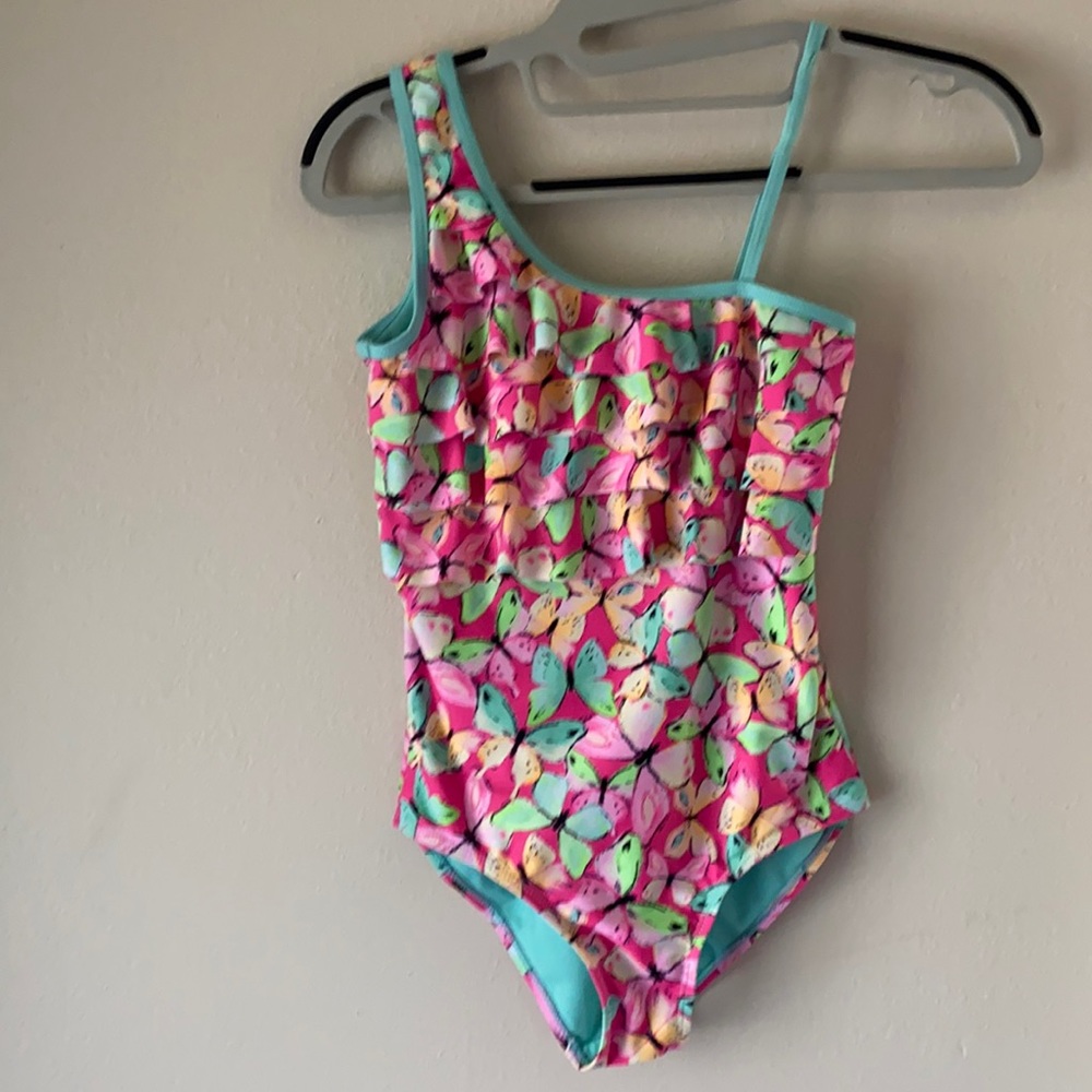 LIMITED TOO Girls Floral One Shoulder Bathing Suit